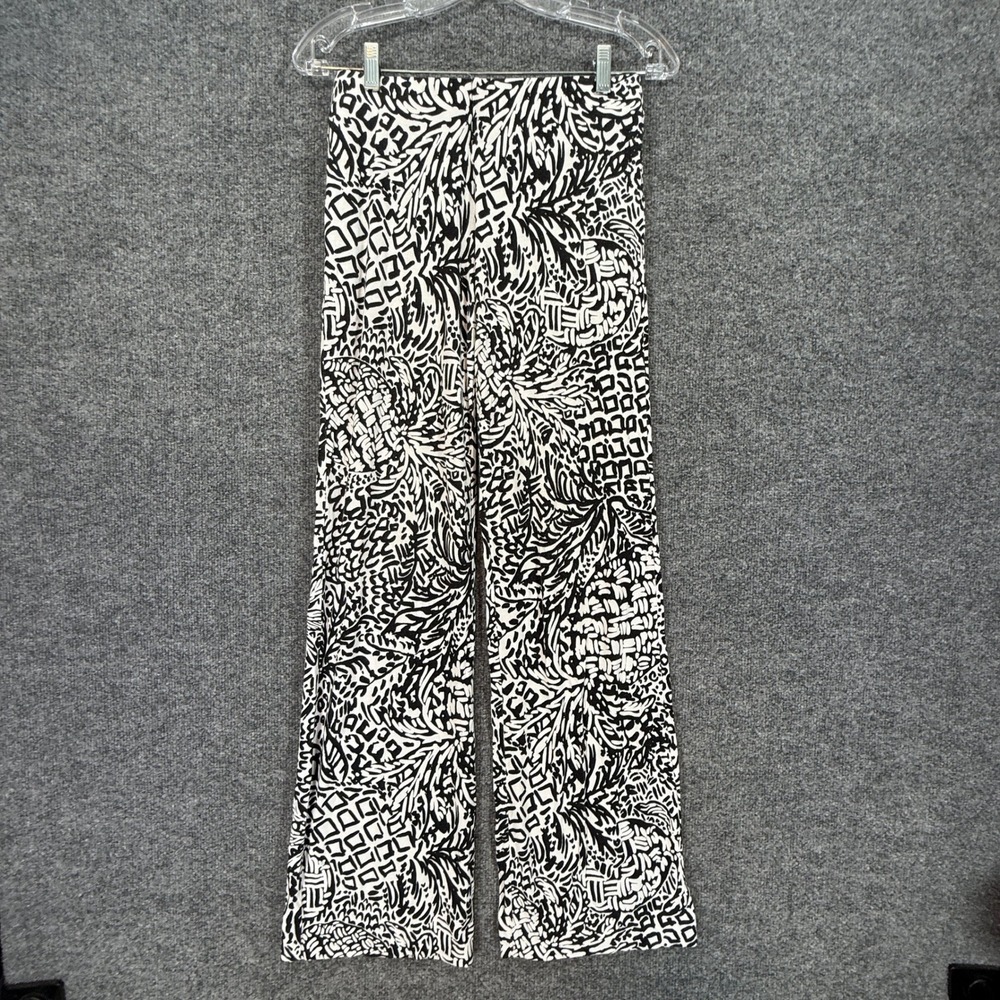 Lilly Pulitzer Pants Women Small Black White Abstract Tropical Wide Leg Palazzo